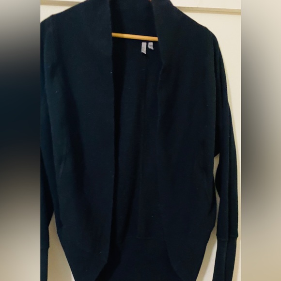 Caslon womens black cocoon style sweatshirt soft knit L open front - Picture 3 of 4